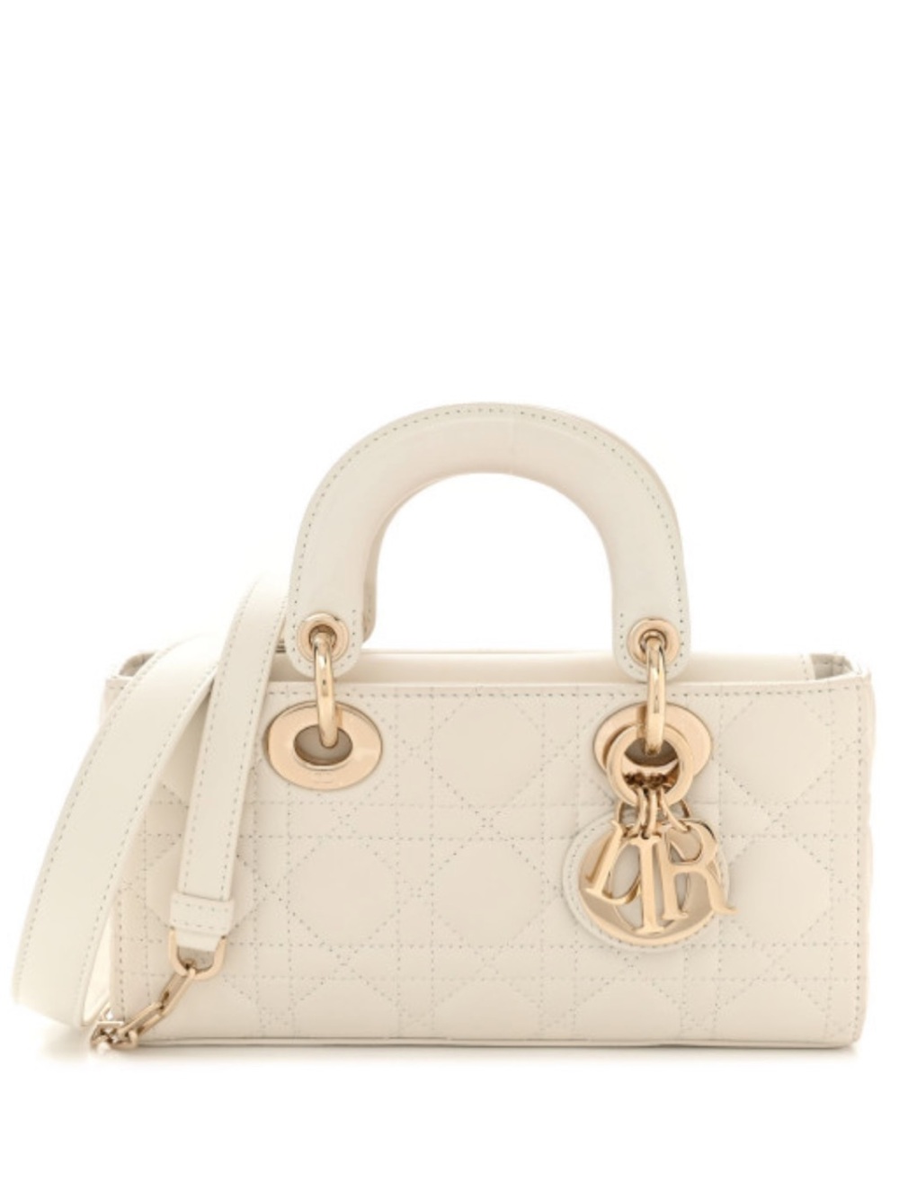 CHRISTIAN DIOR Lambskin Cannage Small Lady D-Joy - Latte
